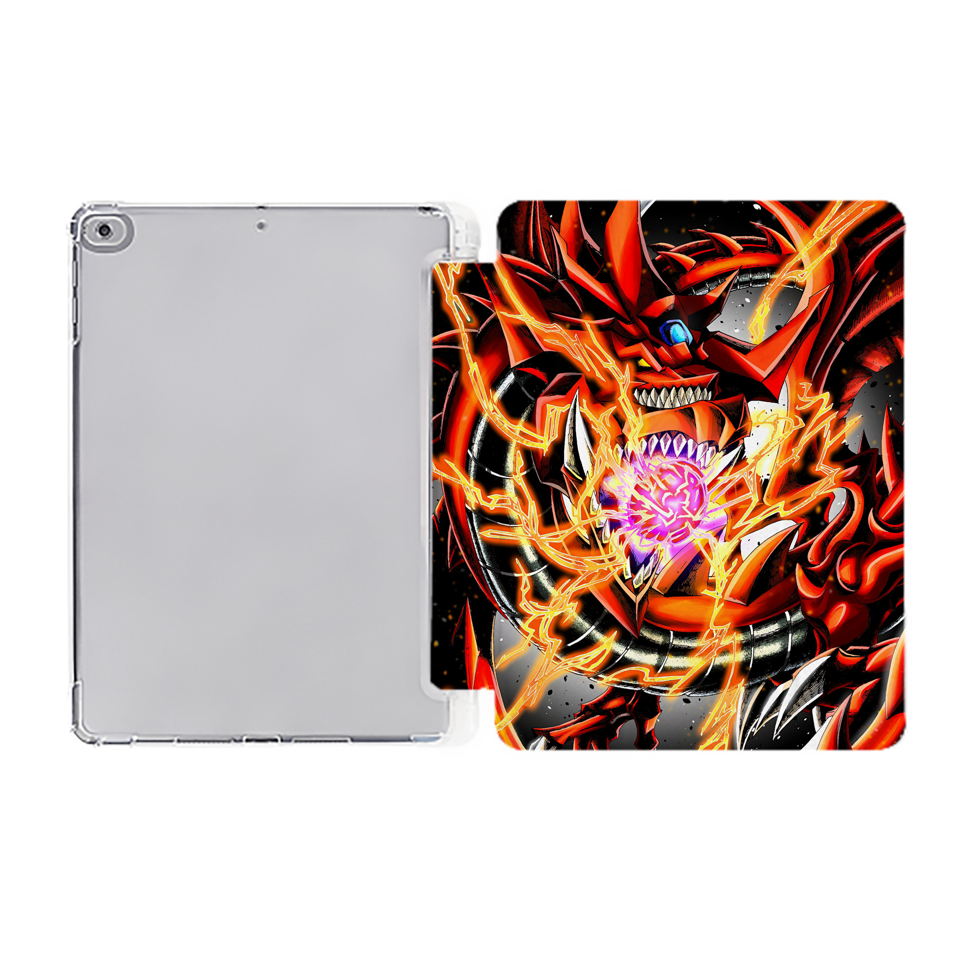 （画像用） 遊☆戯☆王 Yu-Gi-Oh! IPad ケース ペン収納付き 三つ折りスタンド PUレザー×シリコン 対応機種9.5/10.5/10.9インチ